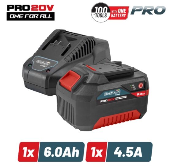 Μπαταρία 6.0Αh & Φορτιστής 4.5Α - BORMANN Pro BBP9960 Starter Kit 20V