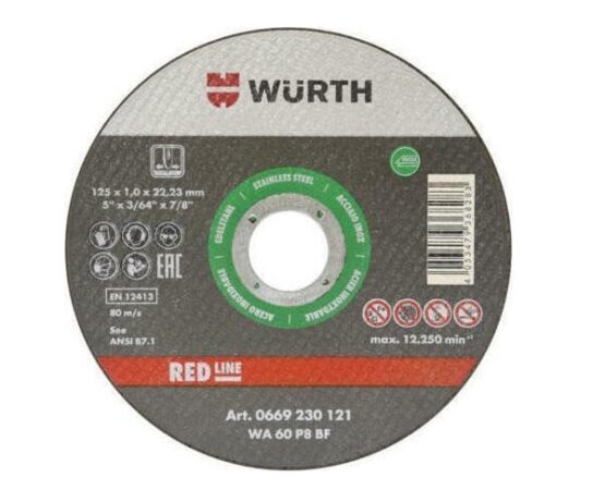 Wurth Δίσκος Kοπής Σιδήρου Inox 0669230121 125mm